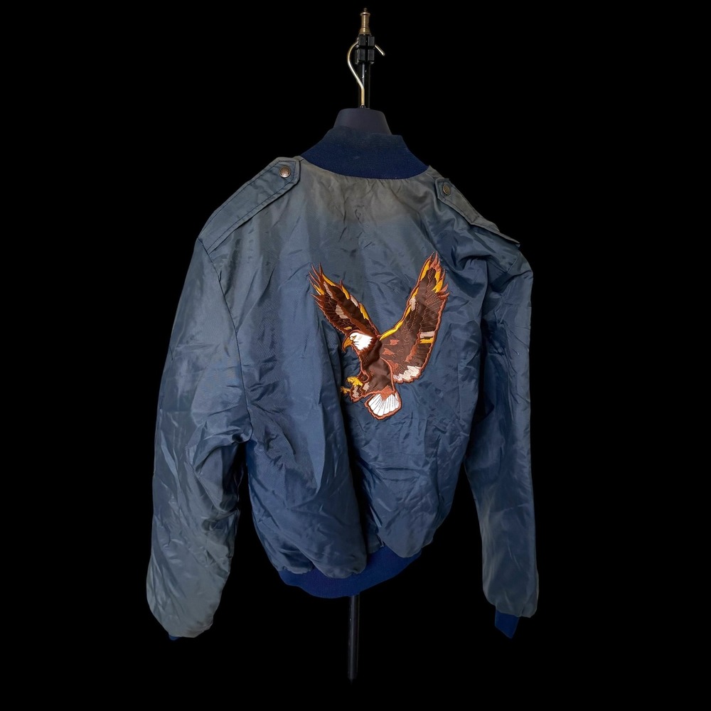 Vintage 80's Artex‎ US Air Force Bomber Jacket Navy Blue Eagle Patch Large